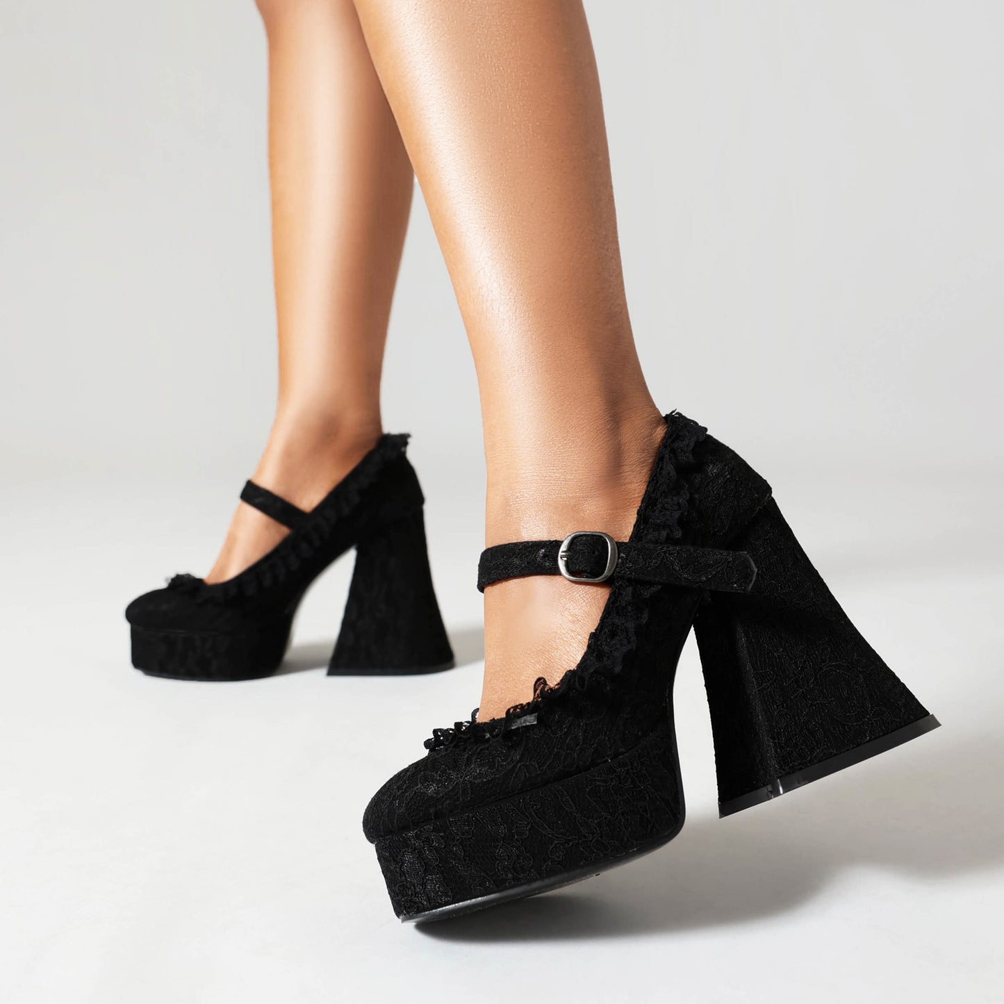 Women's Buckle Waterproof Platform High Heels