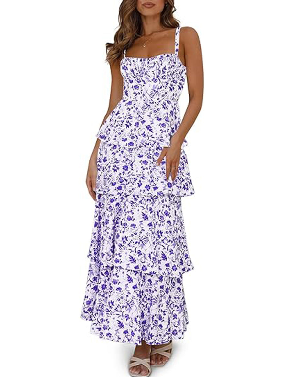 New Spring And Summer Floral Holiday Party Backless Sexy Sweet Formal Dress Women