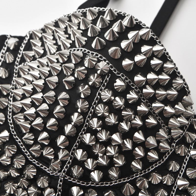 Handmade Beaded Spaghetti Strap Bra New Chain Punk