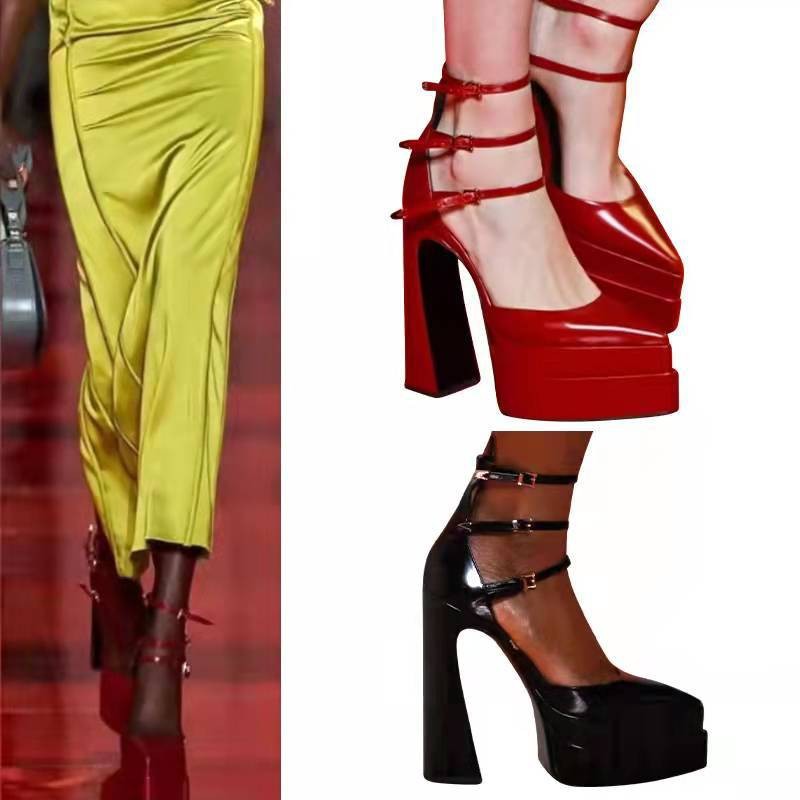 Women's Fashion Pointed Patent Leather High Heels