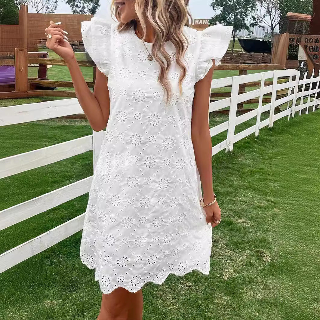 Lace Solid Color Loose Dress