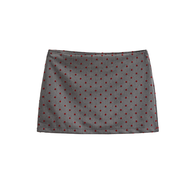 Simple Shopping Casual Polka Dot Side Zipper Anti-exposure Skirt