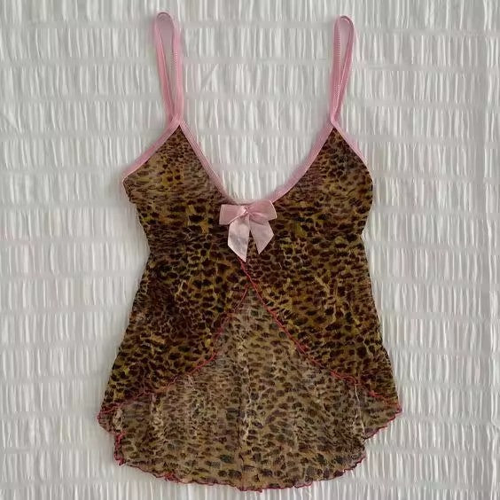 Camouflage Leopard Print Simple Short Top