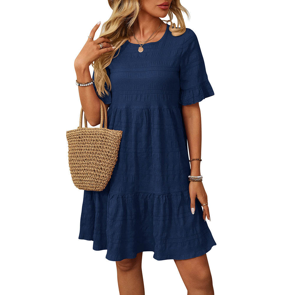Women's Clothing Loose Casual Short Sleeve Flowy Dress