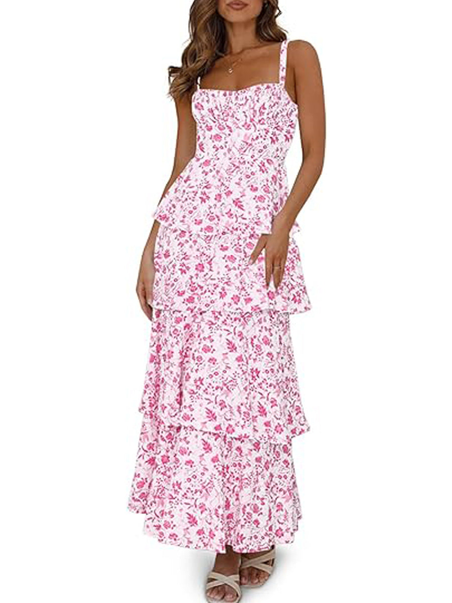 New Spring And Summer Floral Holiday Party Backless Sexy Sweet Formal Dress Women