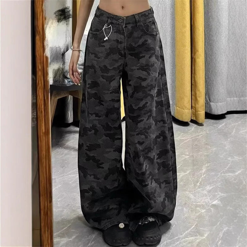 American Camouflage Jeans Women's High Waist Loose