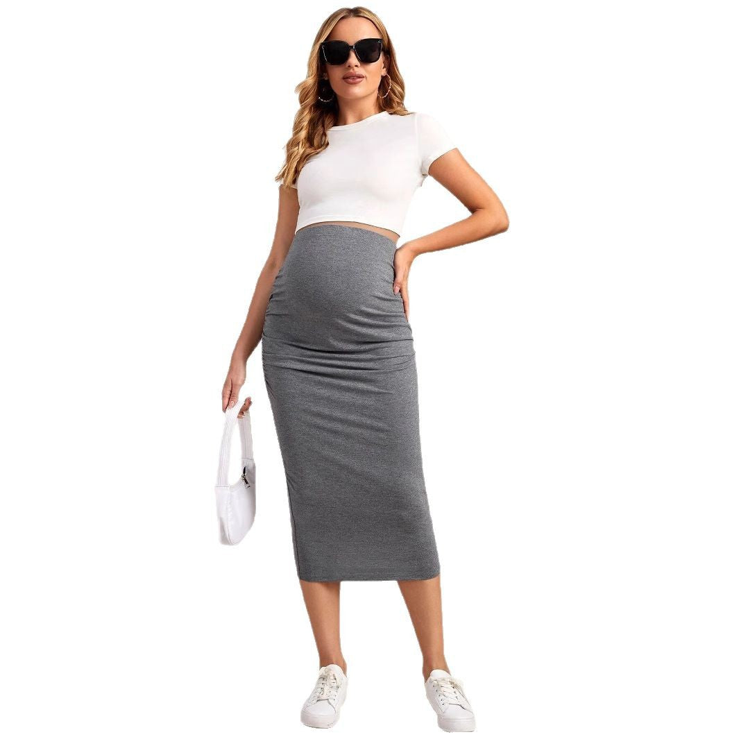 New Maternity Skirt High Waist Pure Color