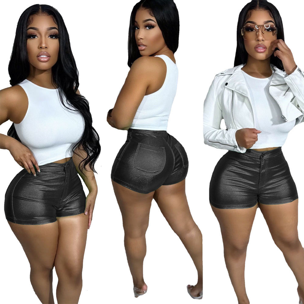 New Women's Metallic Candy-colored Shorts