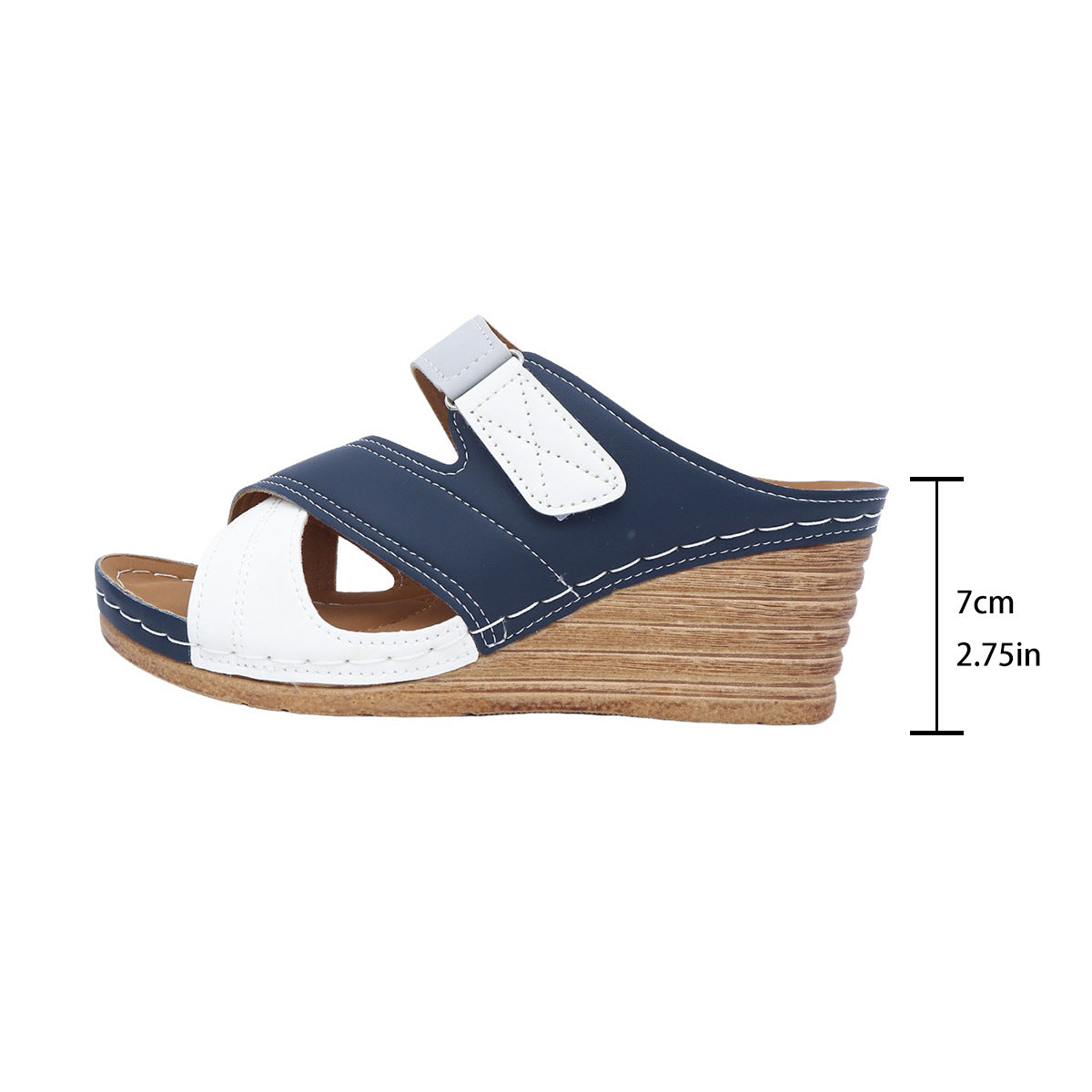 Velcro Color Matching Platform Wedge Slippers Women