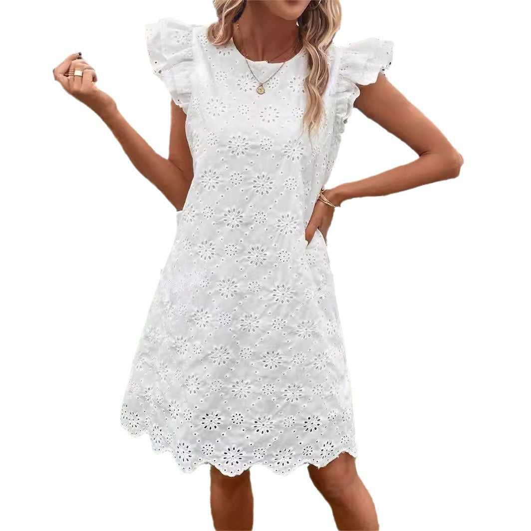 Lace Solid Color Loose Dress