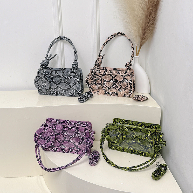 Western Style Snake Pattern Simple Stylish Textured Crossbody Bag