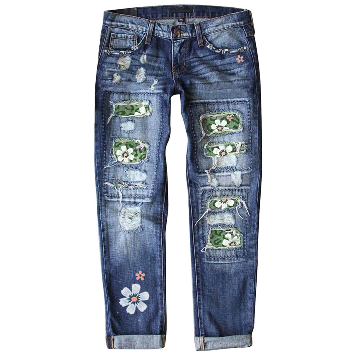 Slim-fit Printed Women's Denim Pants