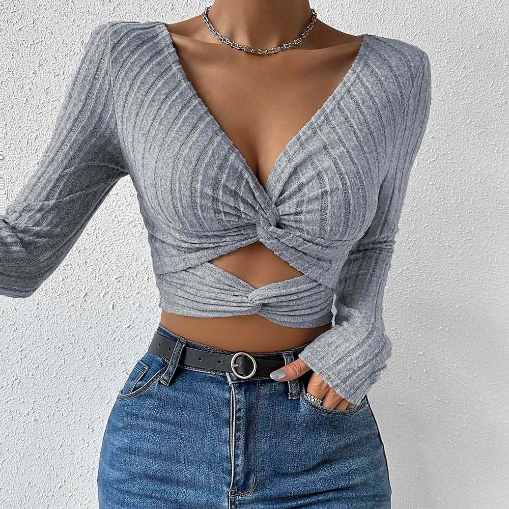 Fashion Personality Female Slim Short Midriff-baring Top
