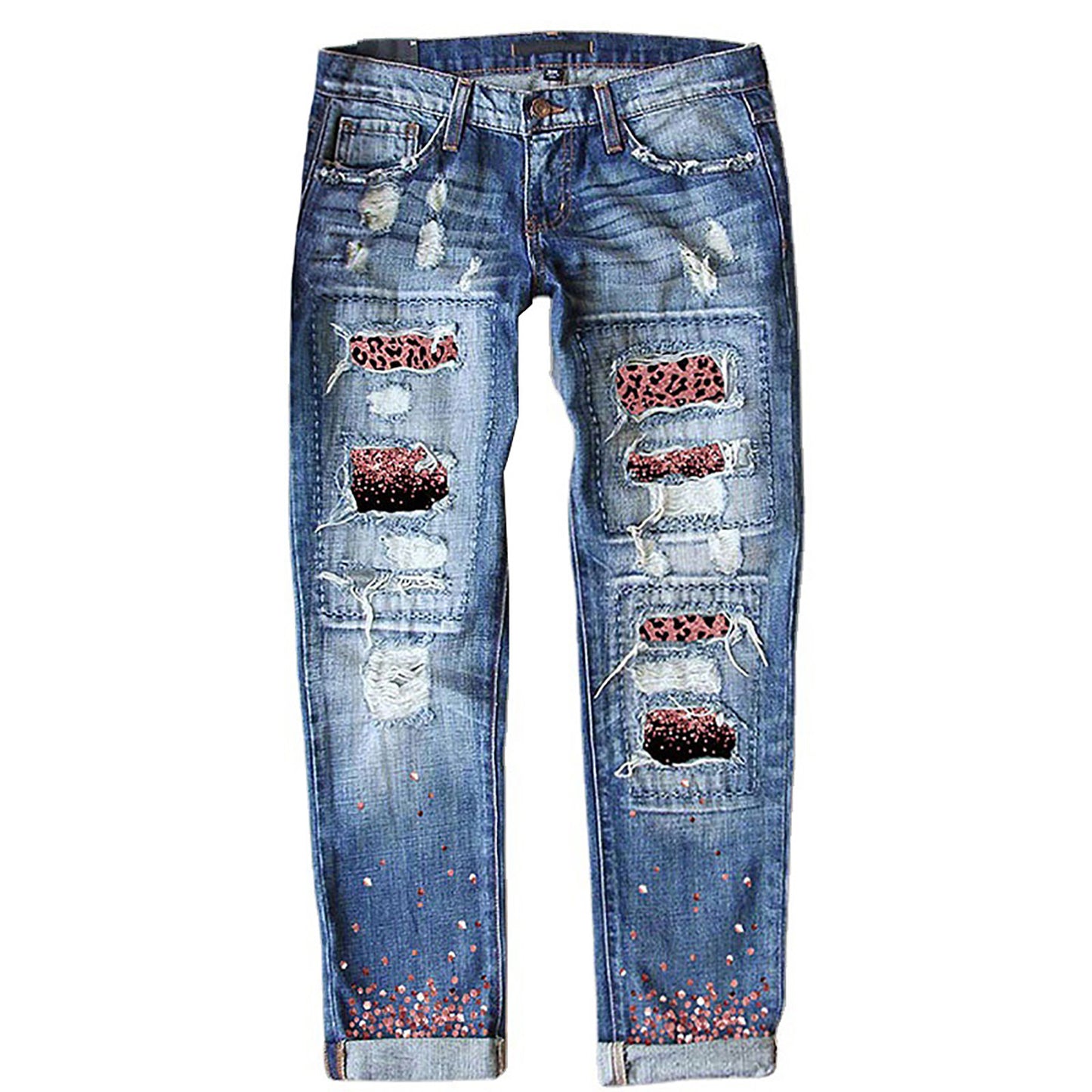 Slim-fit Printed Women's Denim Pants