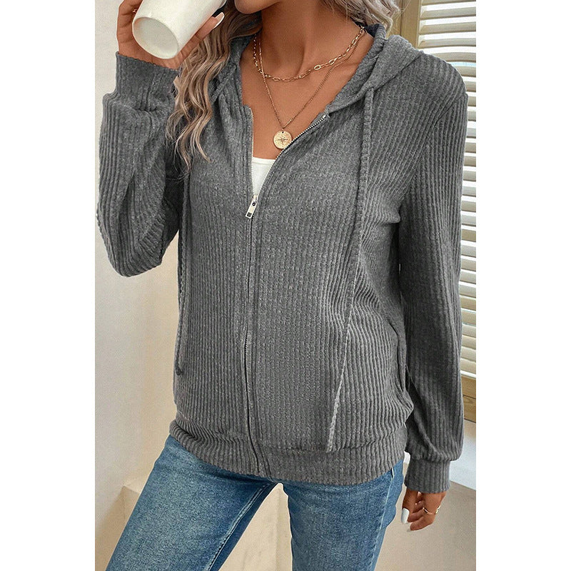 Women's Solid Color Hoodie Simple Versatile Slim Fit