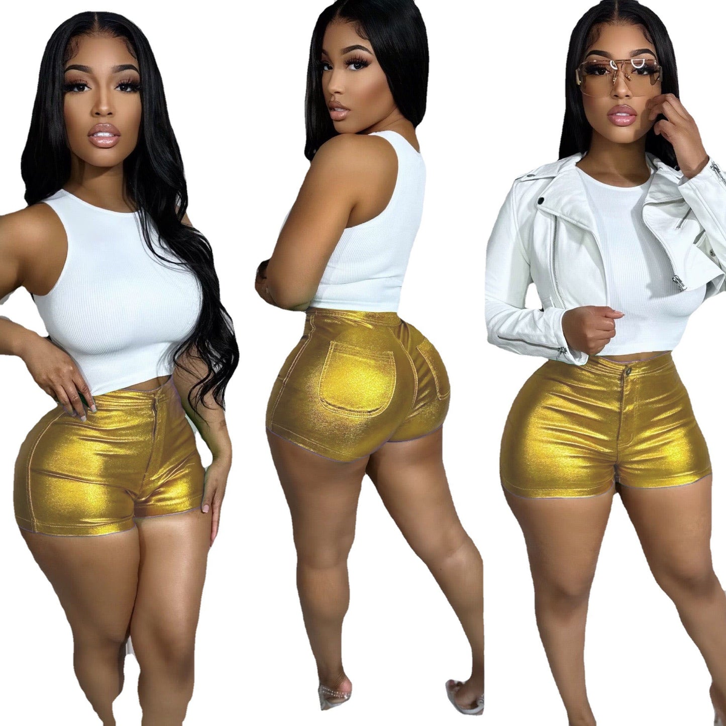 New Women's Metallic Candy-colored Shorts