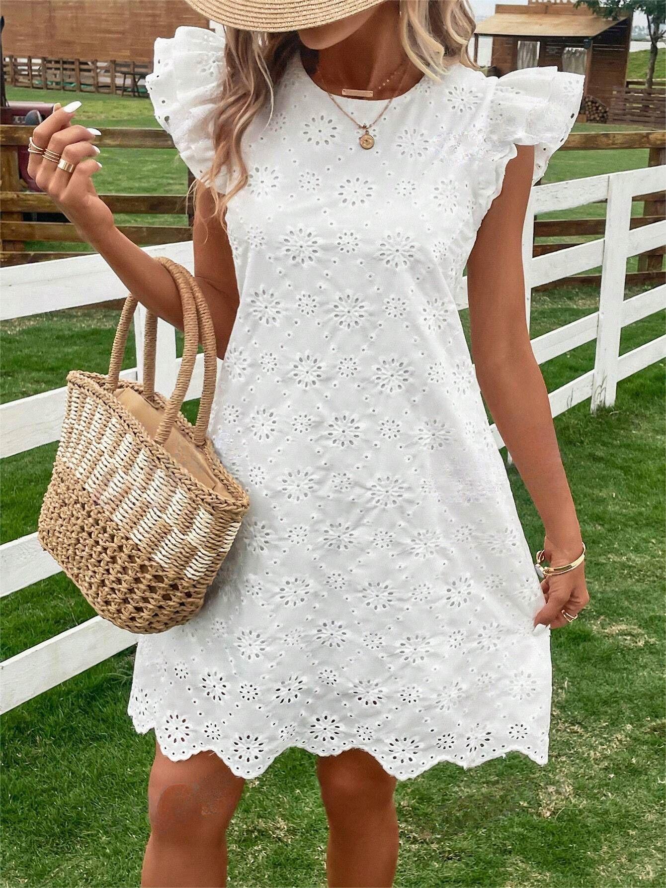Lace Solid Color Loose Dress