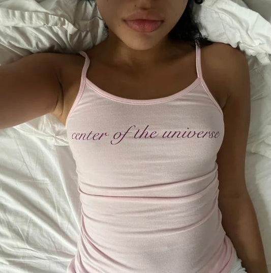 Solid Color Printing Letter Braces Top Women's Short All-match Vest