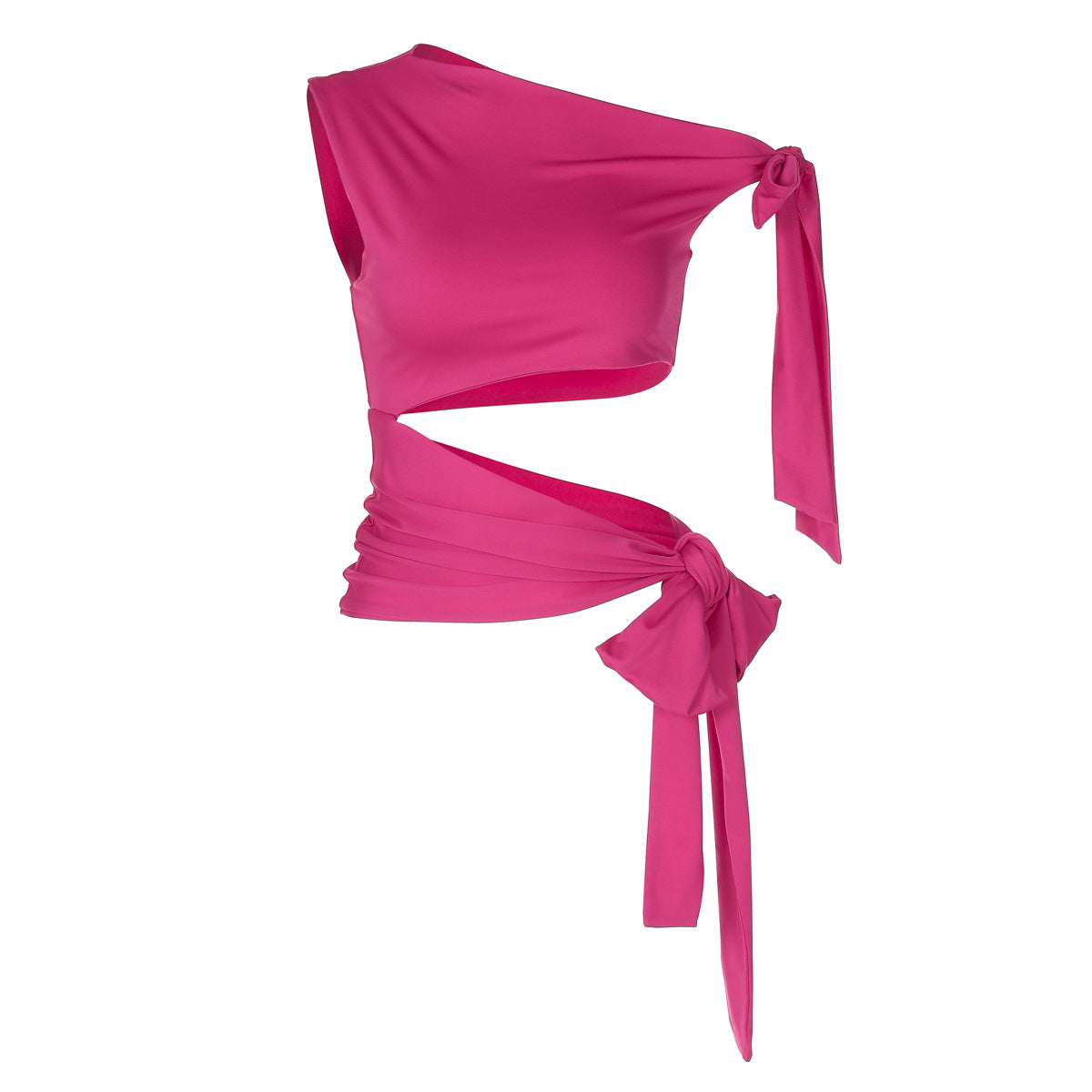 Personalized Retro Ribbon Shoulder Sleeveless Sexy Solid Color Slim Vest