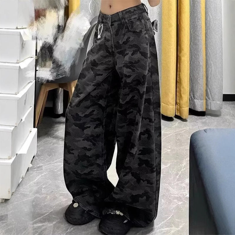 American Camouflage Jeans Women's High Waist Loose