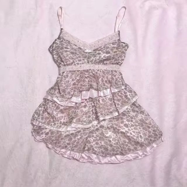 Sexy Hot Girl Leopard-print Slim-fit Sling Women's Top