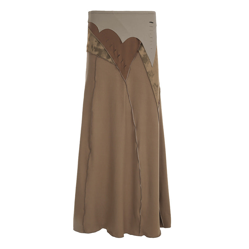 Retro Irregular Patchwork Stitching Long Fish Tail Split Skirt