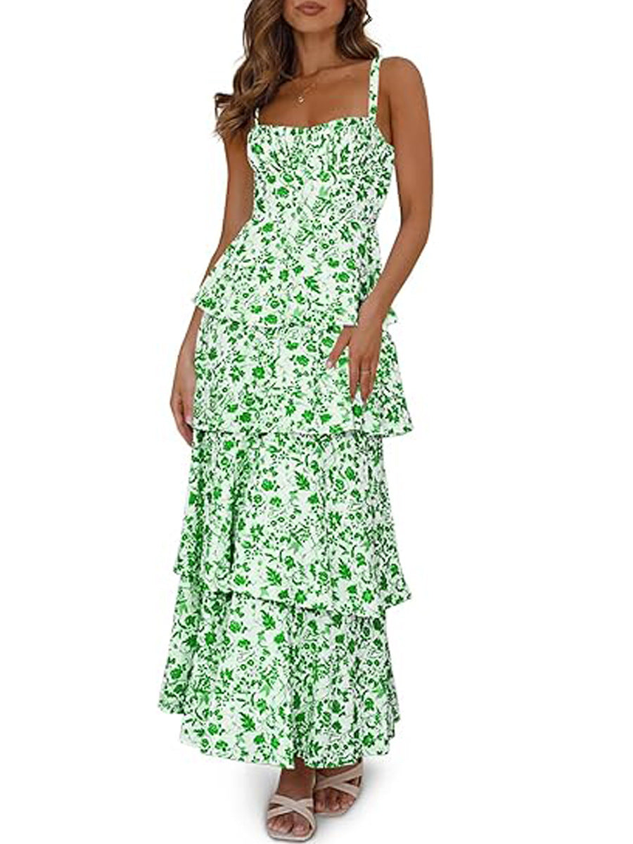 New Spring And Summer Floral Holiday Party Backless Sexy Sweet Formal Dress Women