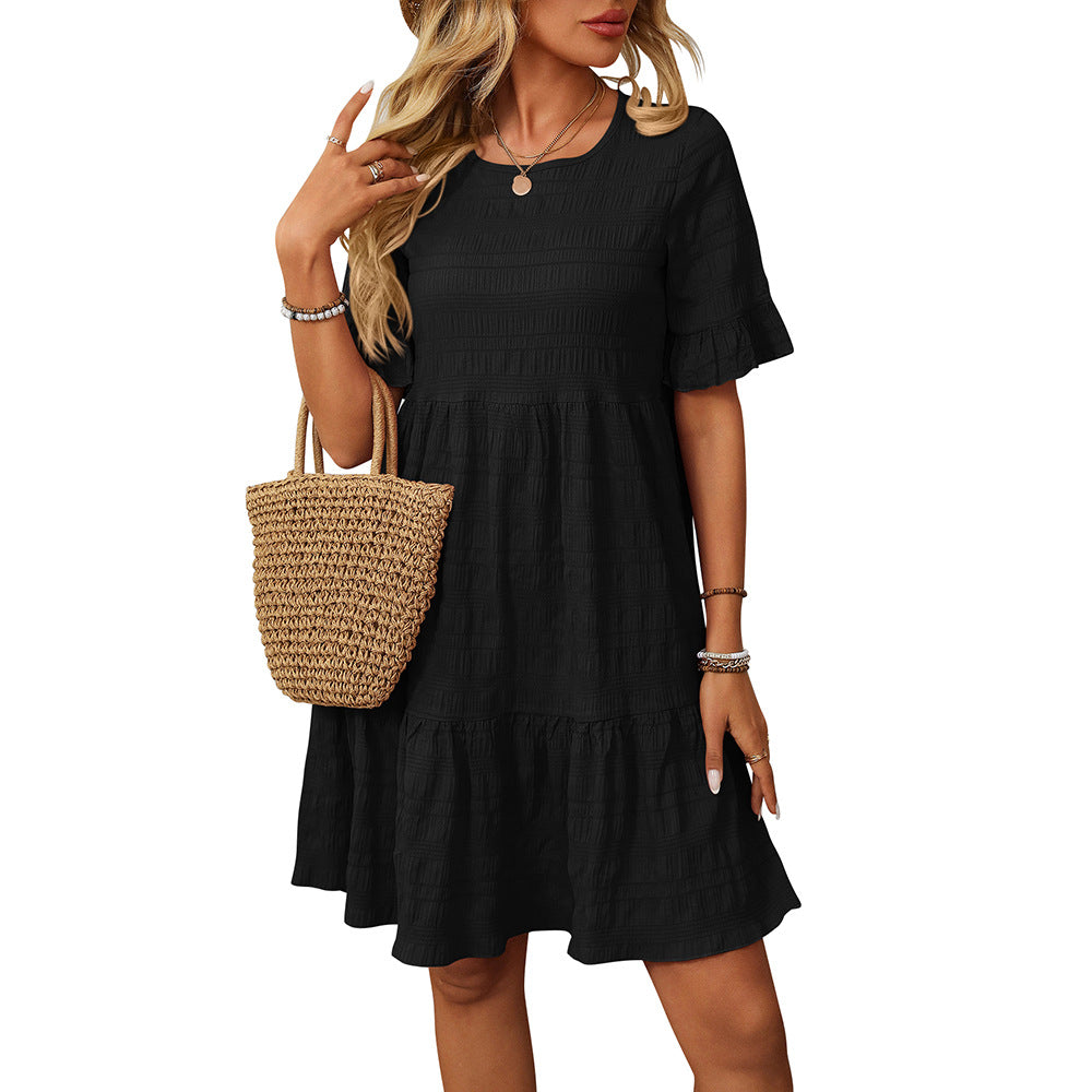 Women's Clothing Loose Casual Short Sleeve Flowy Dress