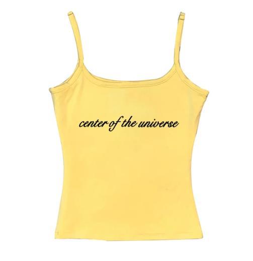 Solid Color Printing Letter Braces Top Women's Short All-match Vest