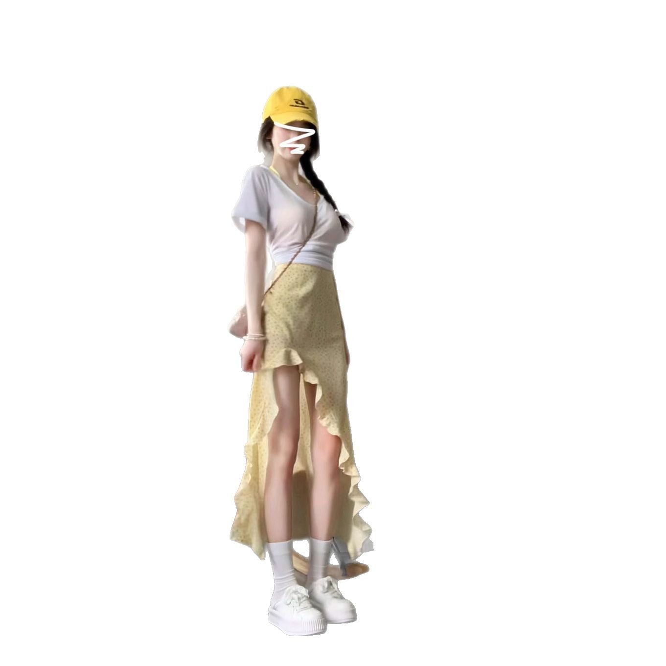 Yellow Floral Skirt Women's Summer