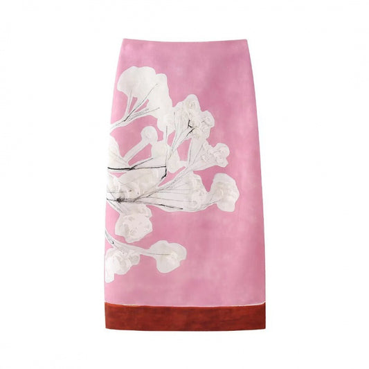 French Fashion Linen Blended Straight Skirt