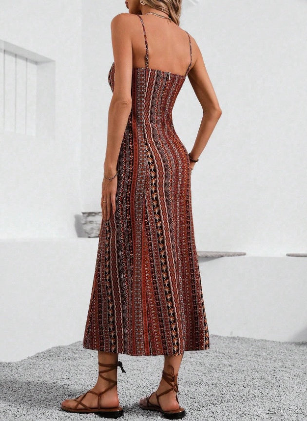 Holidaya Vintage Style Women's Printed Strap Dress