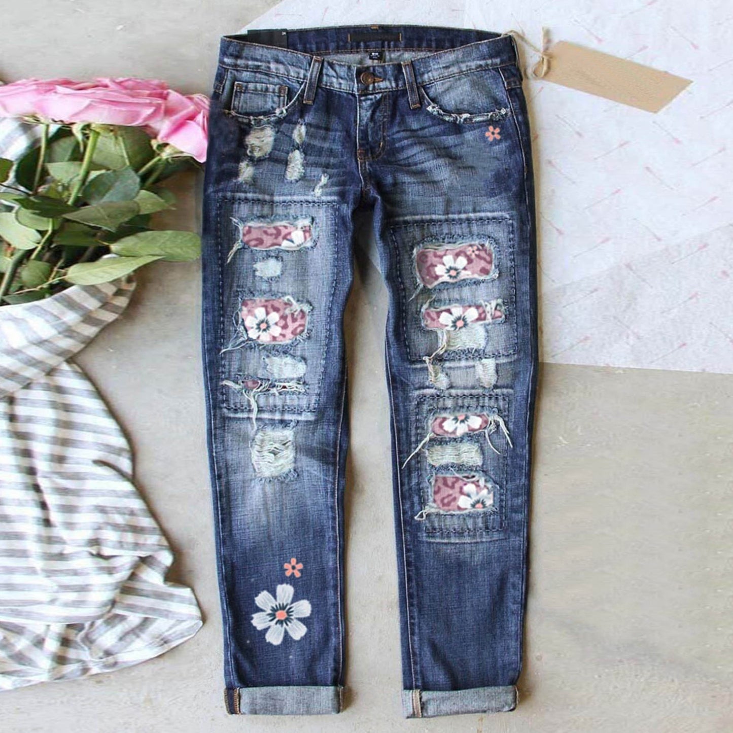 Slim-fit Printed Women's Denim Pants
