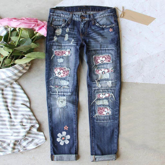 Slim-fit Printed Women's Denim Pants