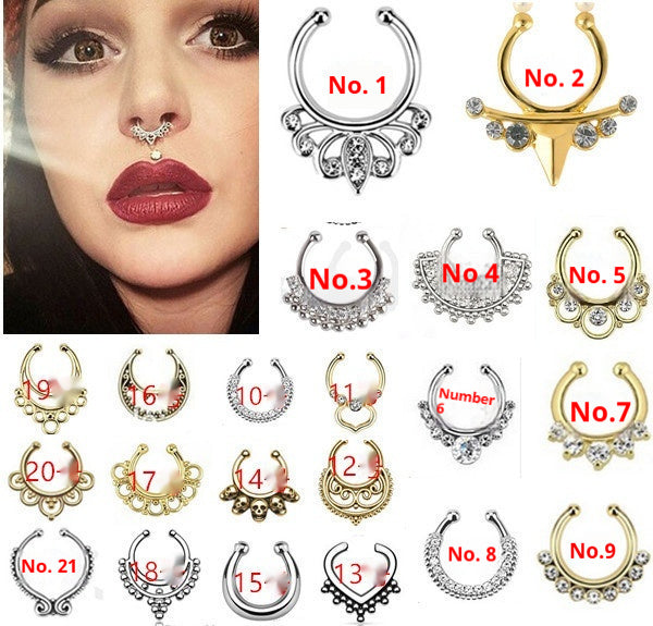 Stainless Steel Diamond C Rod Nose Ring