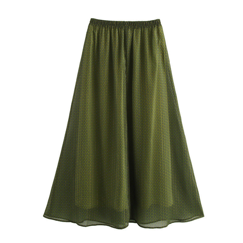 European And American Pleated Metal Wire Printed Skirt
