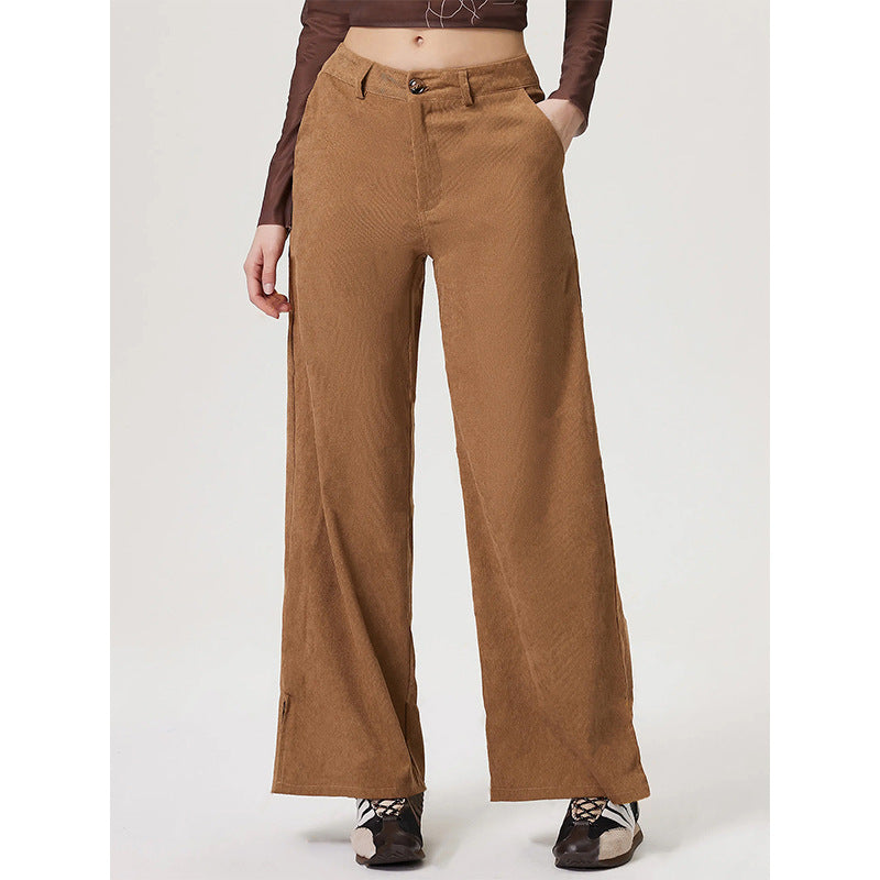 Women's Retro Straight Wide Leg Corduroy Trousers