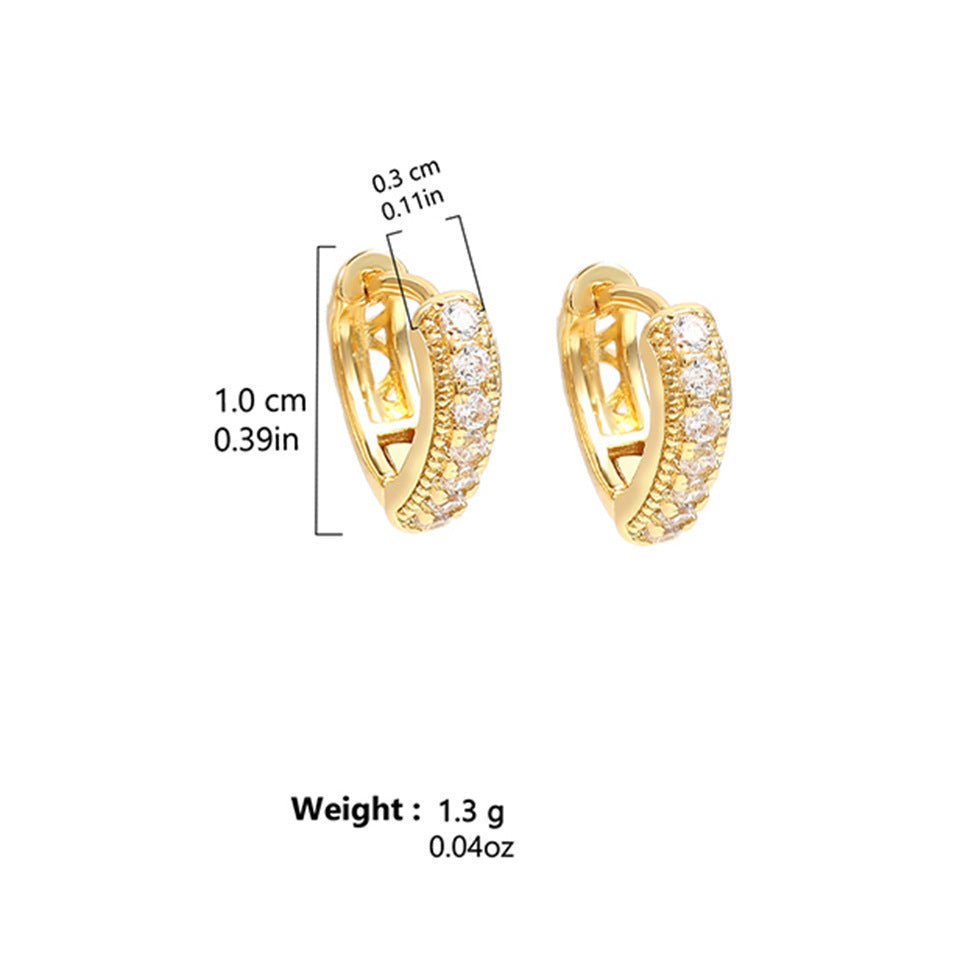 Stainless Steel Gold Plated Multi-drilling Zircon Earrings