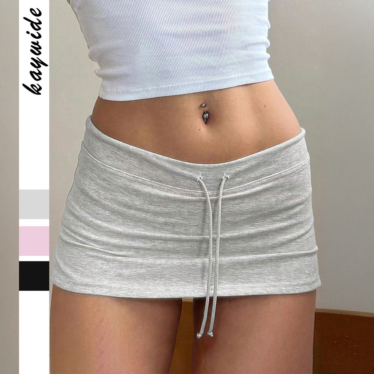 Women's Lace-up Solid Color Short Skirt