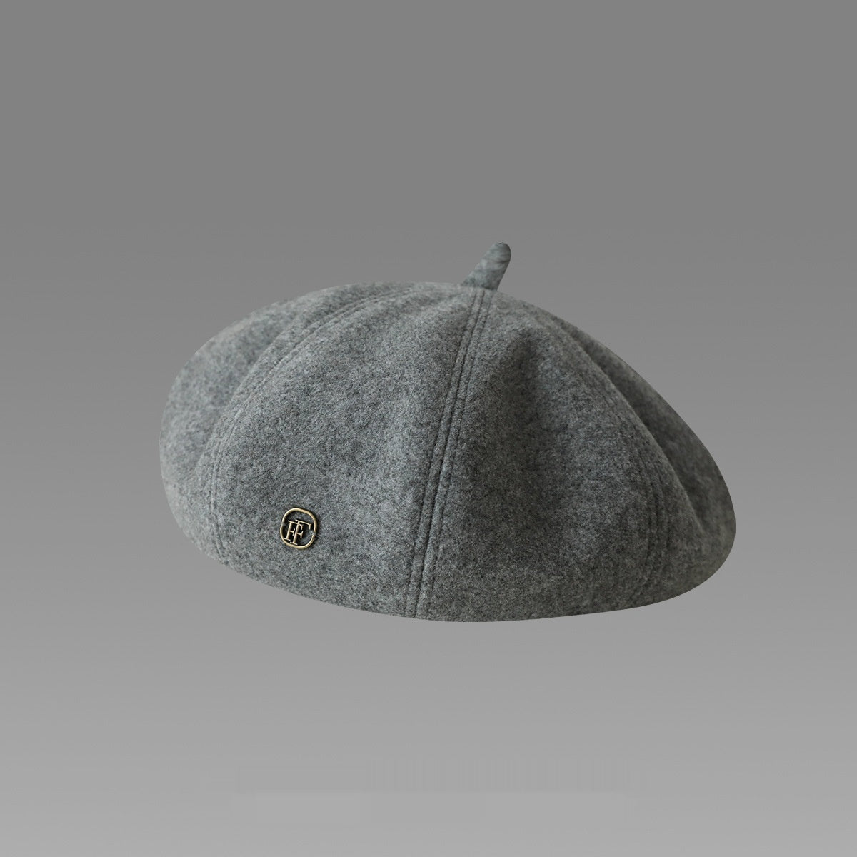 Gray Wool Beret Female Warm Knitted Hat