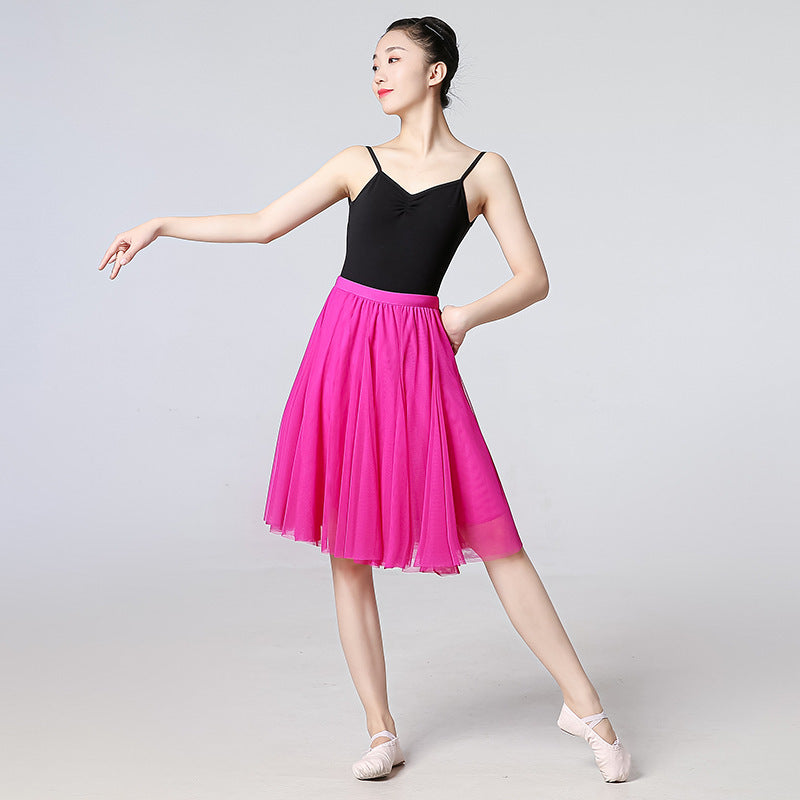 Mesh Half-length Long Skirt Swing Slimming A- Line Short Gauze Skirt