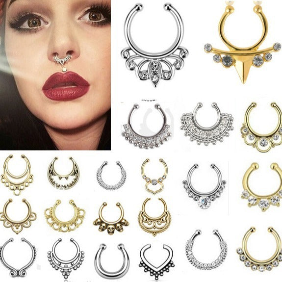 Stainless Steel Diamond C Rod Nose Ring