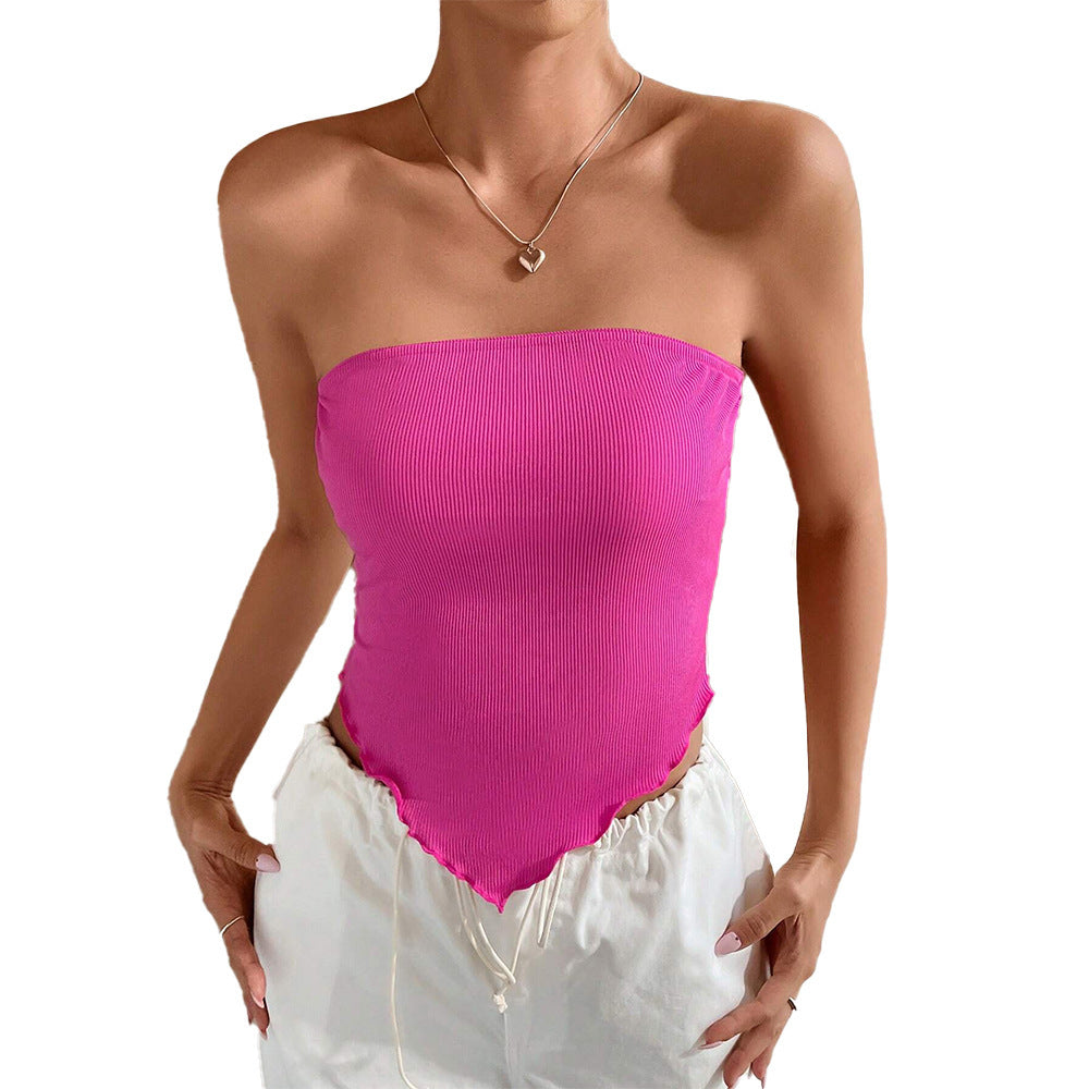 Irregular Slim-fit Short Sexy Bandeau Camisole Top