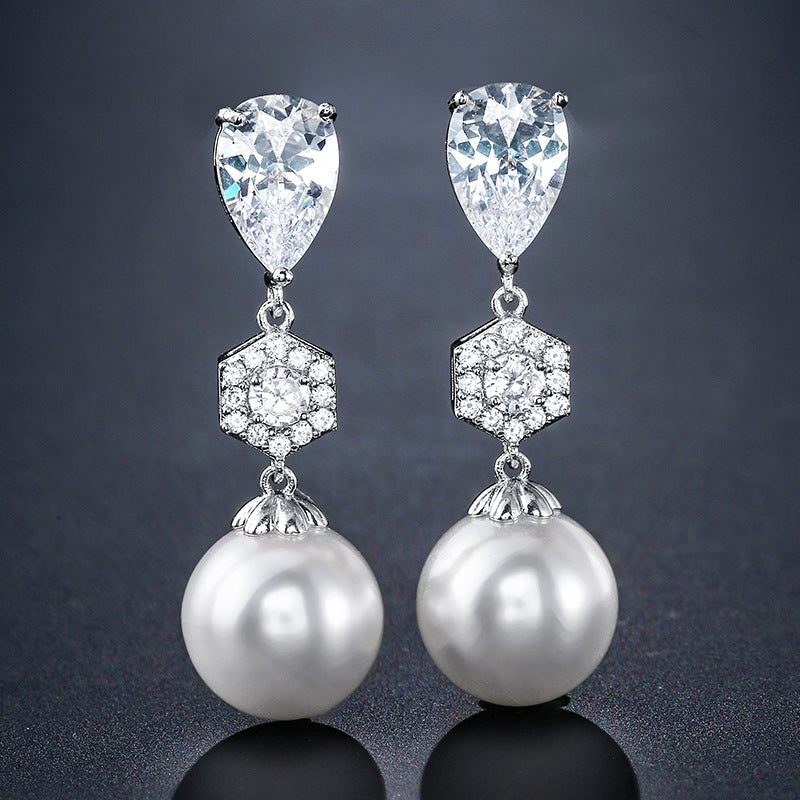 Stylish Water Drop Zircon Earrings Elegant