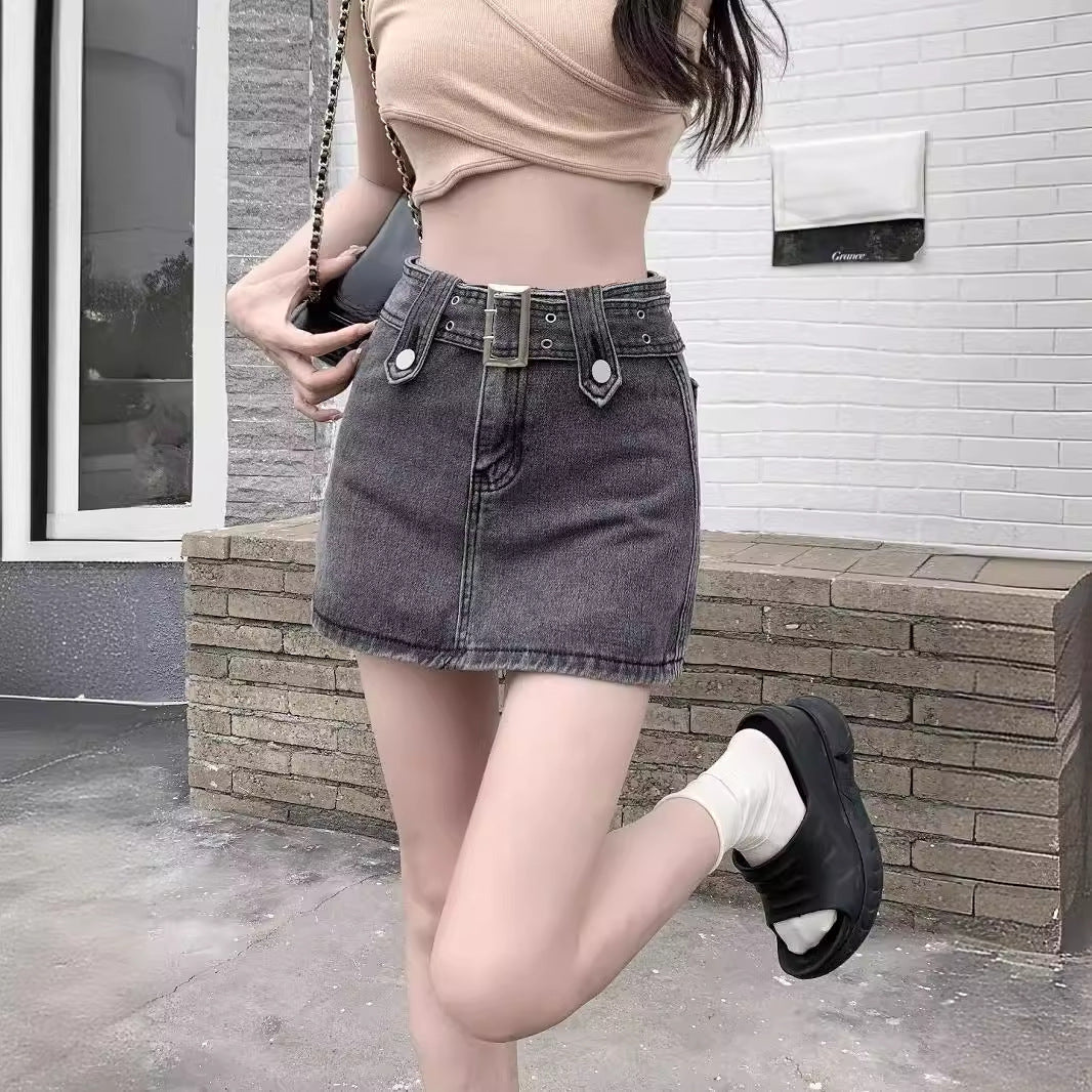 European And American Hot Girls Denim Pantskirt Anti-exposure A- Line Sheath