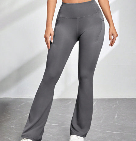 High Waisted Pocket Micro Flared Yoga Pants