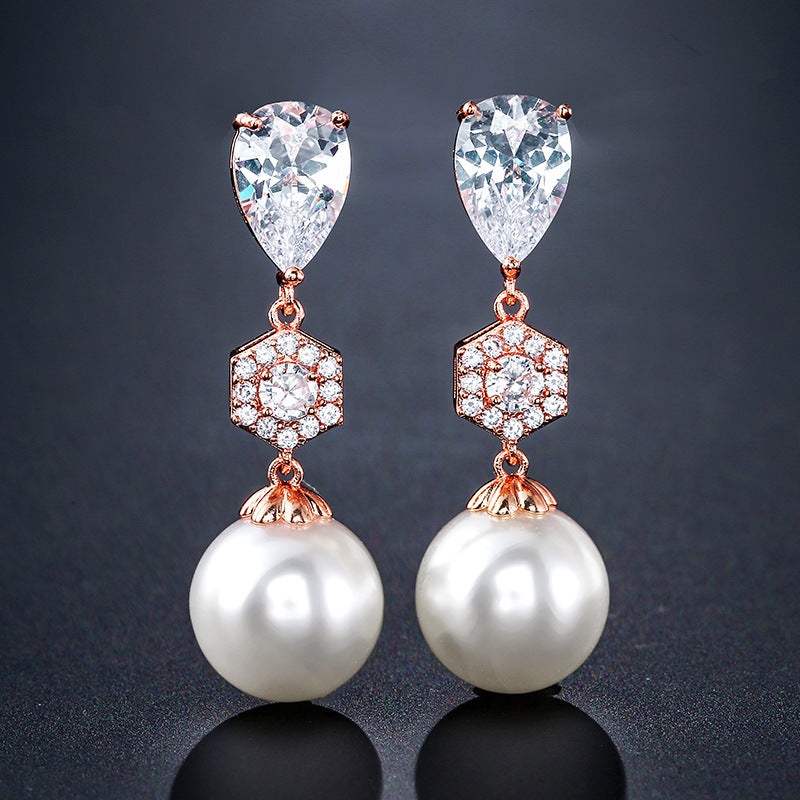 Stylish Water Drop Zircon Earrings Elegant