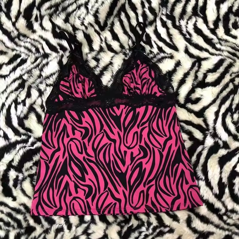 Sexy Hot Girl Leopard-print Slim-fit Sling Women's Top