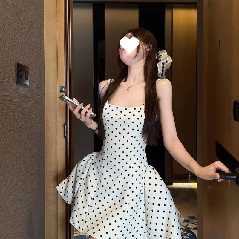 Korean Style Spring And Summer Apricot Sling Dress