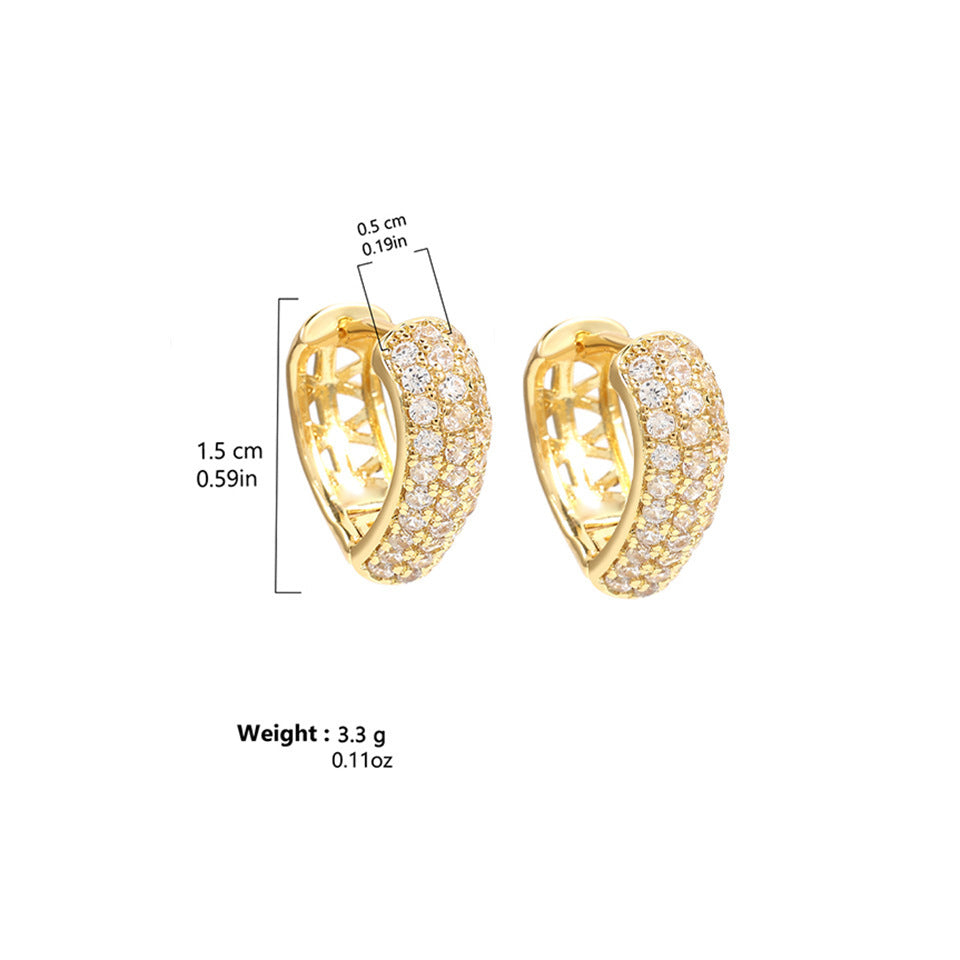 Stainless Steel Gold Plated Multi-drilling Zircon Earrings